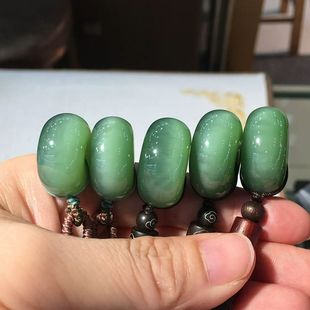 天然俄罗斯碧玉老料冰猫眼料平安扣吊坠男女高端玉石猫眼挂坠饰品