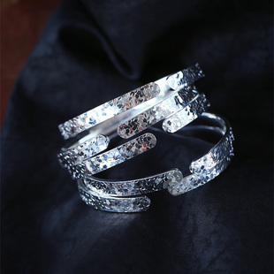 爆款 999足银碎冰冰款手镯 女款纯银镯子饰品礼物 实物真的很好看