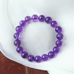天然乌拉圭女款紫水晶圆珠单圈手链 这次来得货很水透 性价比很高