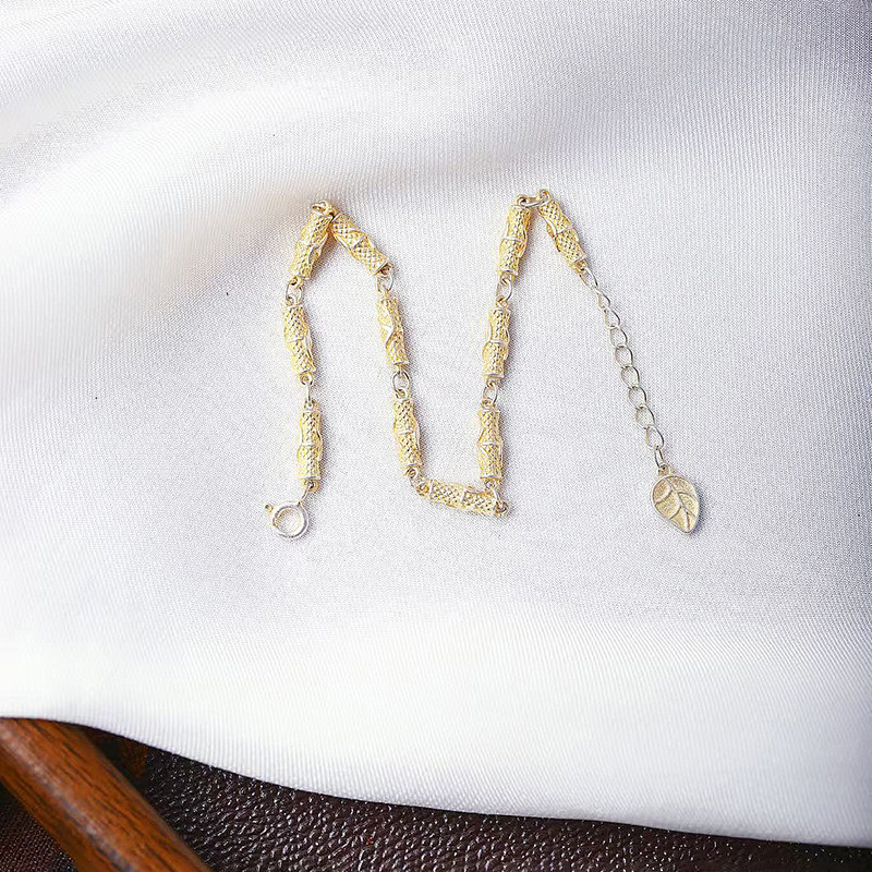 990足银描金竹节款手链 男女款纯银简约时尚款手链首饰饰品礼物,饰品/流行首饰/时尚饰品新,银饰手链,淘宝优惠券,粉丝福利购,淘宝优惠卷