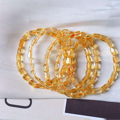 巴西黄水晶随形桶珠款手链