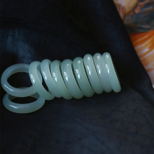 青海料老料 天然和田玉冰晴水戒指指环 无棉 男女款玉石戒指饰品