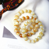 精品 男女高端玉石手串HN 天然和田玉新疆且末糖聚宝盆圆珠手链