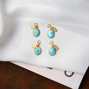 水晶锁骨链饰品礼物 女款 天然拉利玛海纹石蛋面纯银镶嵌款 吊坠