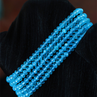 天然托帕石刻面盘珠款手链 女款彩宝水晶手链清新简约款手串饰品