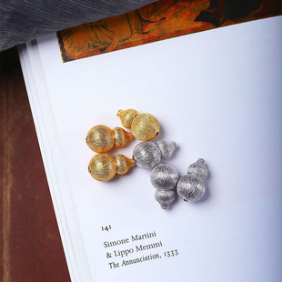 925纯银拉丝面葫芦配件 纯银素银镀金款配饰吊坠女款手链配件