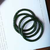 玉石手串饰品礼物 女款 天然俄罗斯碧玉老料菠菜绿直切盘珠款 手链