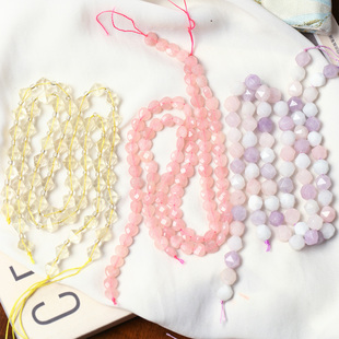 天然水晶刻面爱心散珠柠檬黄水晶粉晶紫水晶海蓝宝佛珠diy半成品