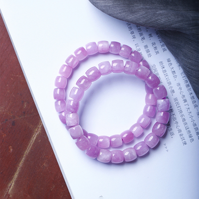 天然猫眼料紫锂辉直切珠手链 女款紫色系水晶手串饰品礼物