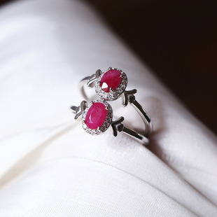 精品彩宝 天然红宝石纯银镶嵌戒指女款首饰彩宝水晶戒指饰品礼物