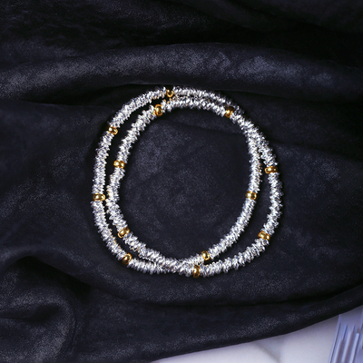 999足银碎银盘缠款手链 女款简约风格纯银手链饰品礼物