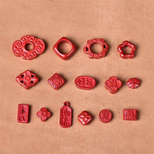 diy原矿水晶朱砂玉石素材散珠