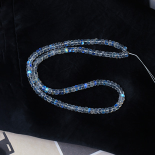 天然玻璃体蓝月光石刻面盘珠款 水晶月光石彩宝饰品 项链锁骨链女款