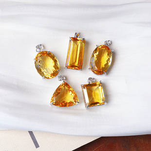 款 精品彩宝 时尚 女款 挂坠饰品 天然巴西暴力黄黄水晶纯银镶嵌吊坠