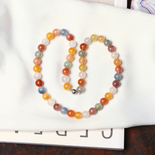 女款 项链 水晶彩兔毛颈链饰品 天然水晶糖果色兔毛水晶圆珠款 精品