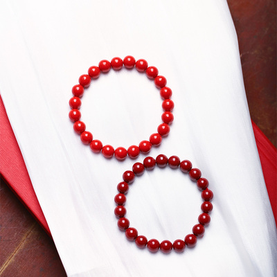 原矿朱砂紫金圆珠手链情侣