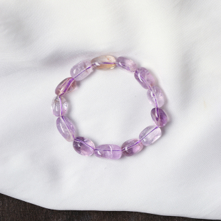 男女款 单圈手链 水晶手串饰品礼物 天然紫黄水晶随形珠款 工厂处理