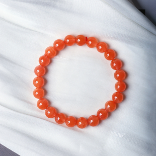 天然保山料南红玛瑙冰红圆珠单圈手链女款 南红冰感起荧光手串饰品
