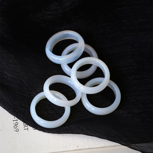 天然玛瑙白玉戒指男时尚饰品18