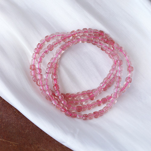 草莓晶切面方糖块款手链