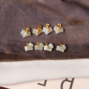 天然和田玉雕刻唐马 钱币款 纯银镶嵌吊坠 手链配件滴溜DIY挂坠