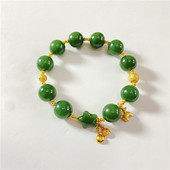 玉石手串饰品 女款 天然北极玉碧玉老料圆珠原创搭配款 手链