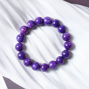 精品 天然水晶紫龙晶圆珠款手链满紫满纹男女水晶查罗石手串饰品