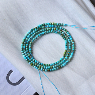 适合DIY天然原矿绿松石半成品 湖北原矿天然无优化绿松石圆珠散珠