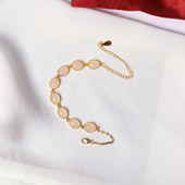 天然和田玉老料白玉蛋面纯银镶嵌款 饰品 玉石镶嵌简约款 手链 女款