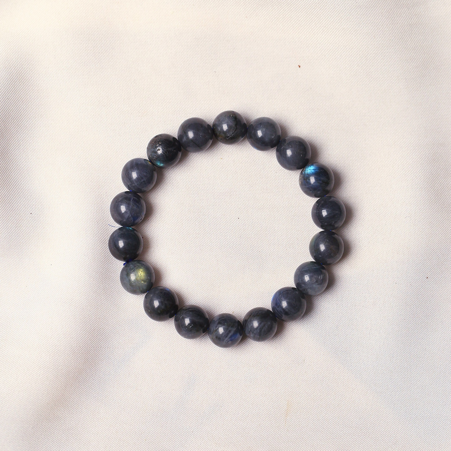 工厂处理福利价天然拉长石魔鬼黑体蓝彩光灰月光单圈手链女款饰品