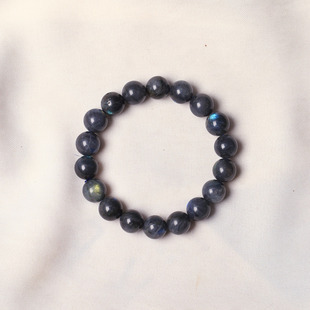 工厂处理福利价天然拉长石魔鬼黑体蓝彩光灰月光单圈手链女款饰品