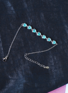 天然蓝磷灰石镶嵌爱心款手链