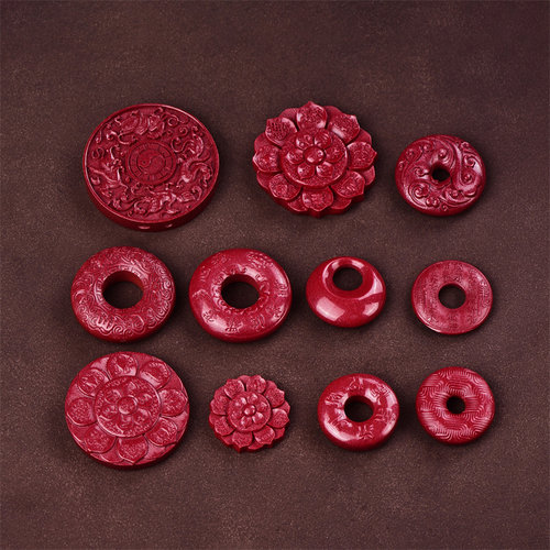 高含量朱砂六字箴言平安扣吊坠本命年山鬼挂件紫金砂公主扣钥匙扣