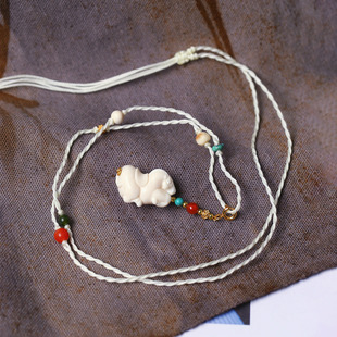 天然猛犸象牙雕刻唐马款小马吊坠男女款马年生肖文玩猛犸挂坠饰品