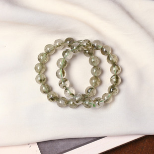 工厂处理福利价 天然水晶绿云母伴生碧玺单圈手链 水晶手串饰品