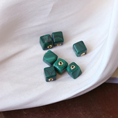 手链串珠材料配饰 女款 天然孔雀石18K金贴片镶嵌方糖款 吊坠路路通