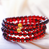 琥珀蜜蜡饰品礼物 男女款 性价比太高 天然血珀圆珠单圈手链