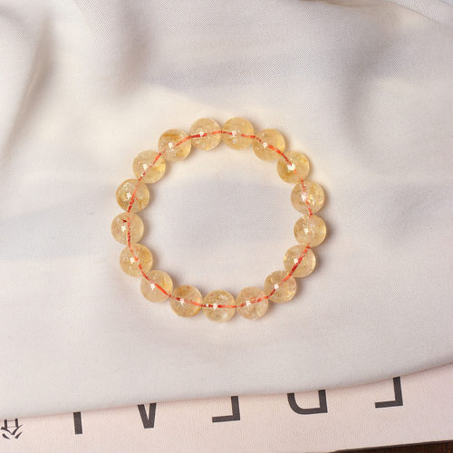 自然色 天然水晶黄水晶阿塞圆珠单圈手链女款水晶手串饰品