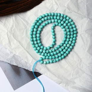 绿松石饰品 男女款 天然高瓷原矿绿松石圆珠款 链子佛珠链手链