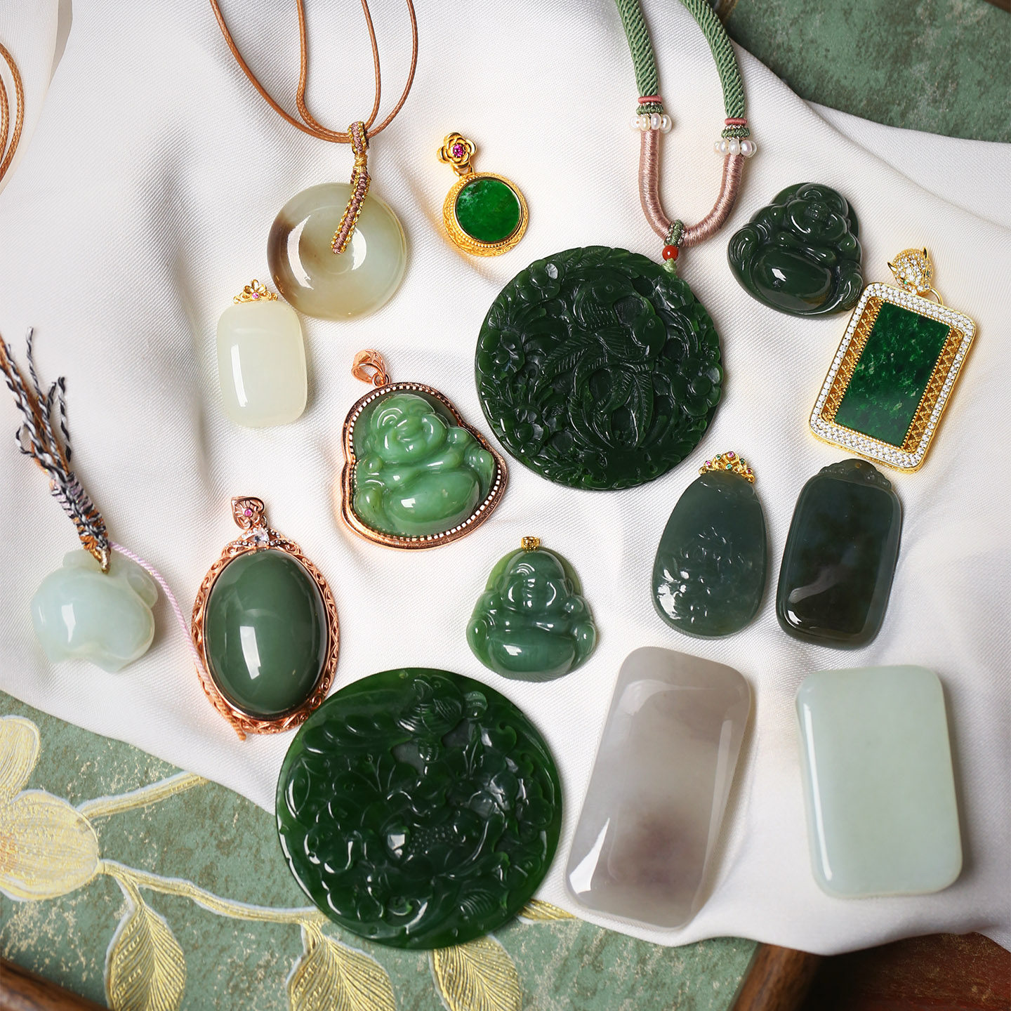 一物一图 天然和田玉雕件吊坠碧玉挂牌碧玉烟紫青玉男女玉石挂坠