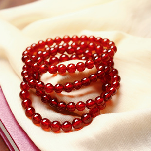 天然石榴石橙石榴石单圈手链 水晶芬达石榴石手串饰品 女款