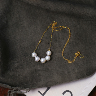 珍珠锁骨挂坠饰品礼物 女款 天然淡水珍珠纯银链款 微笑锁骨链吊坠