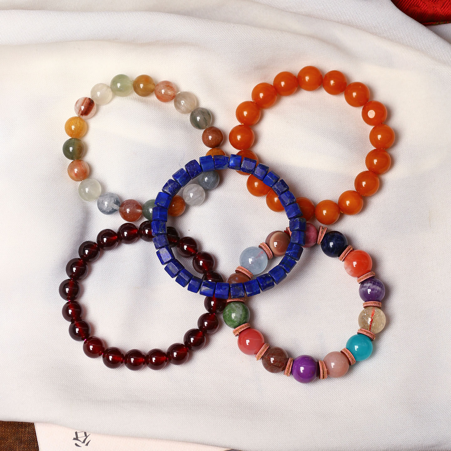 一物一图 孤品清仓捡漏 天然水晶手链I碧玺兔毛石榴石南红多宝