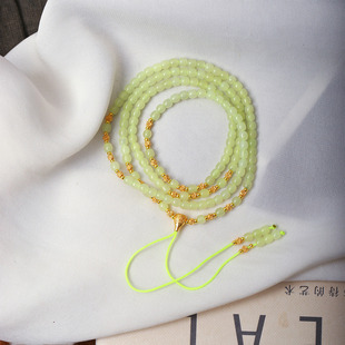 天然和田玉黄口料老型珠原创搭配款手链佛珠链 女款玉石手串饰品