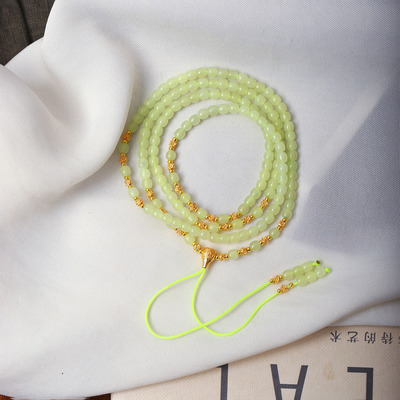 天然和田玉黄口料老型珠原创搭配款手链佛珠链 女款玉石手串饰品