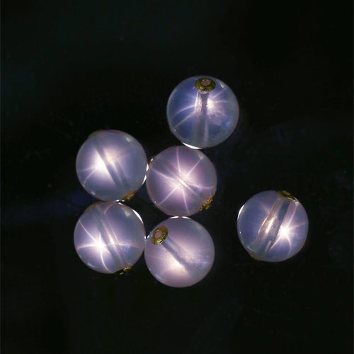 星光粉水晶18K金贴片镶嵌转运珠