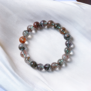 天然彩幽灵手链四季 天然水晶 幽灵花幽灵手链