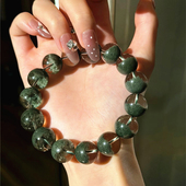 精品天然巴西料原矿原色绿幽灵聚宝盆手链男女款 高端幽灵手串饰品