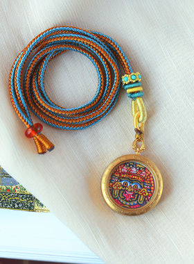 彩绘唐卡纯手工绘制款扎基拉姆款吊坠男女款唐卡吊坠毛衣链饰品