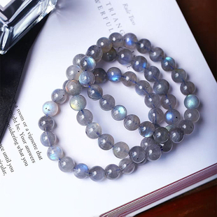 工厂处理福利价天然水晶拉长石灰月光单圈手链 水晶手串饰品 女款